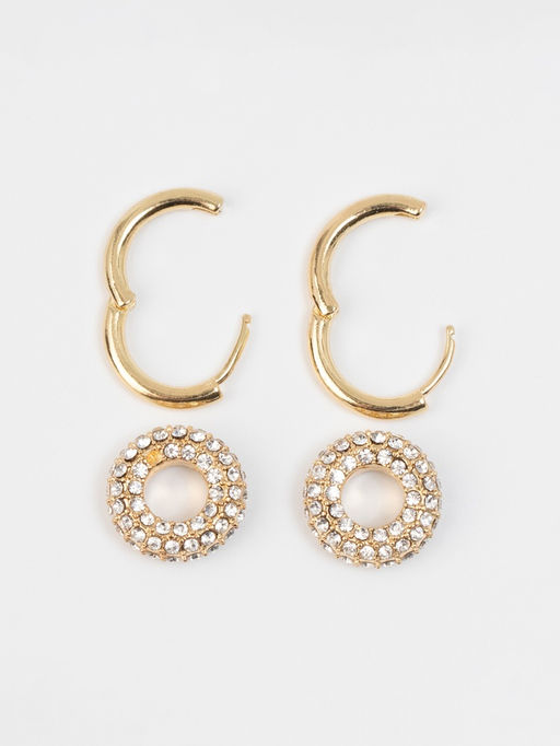 Серьги со съёмным элементом Трансформер круги, цвет золото с серебром