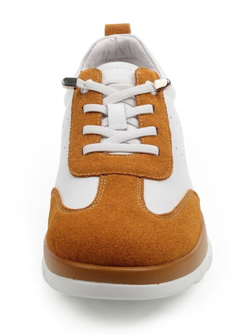 03-YA486-2 WHITE/SAND Кроссовки женские (натуральная кожа, натуральная замша)