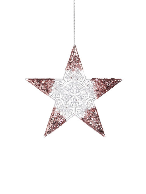 Цена за 2 шт. Ёлочная игрушка Зимнее волшебство. Звезда сияние кончики блеск, 1212 см, прозрачно-розовый  фото 10