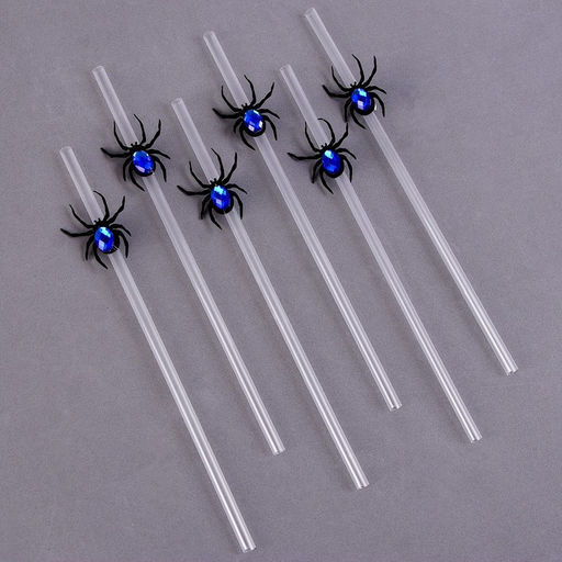 Трубочки для коктейля Паук, в наборе 6 шт., цвета МИКС - Страна карнавалия фото 2