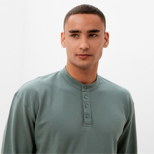 Футболка с дл. рукавом мужская MINAKU цвет хаки, р-р 54