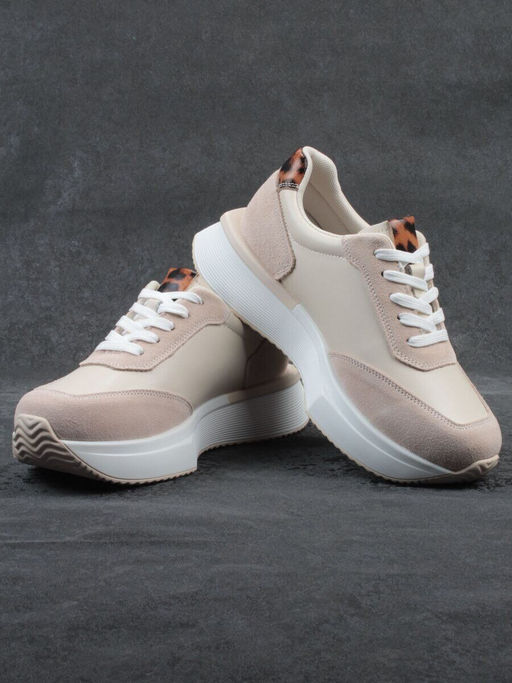 03-YG497-2 BEIGE Кроссовки женские (натуральная кожа)