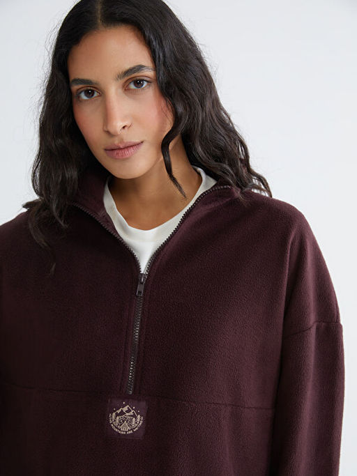 Dik Yaka Nak??l? Polar Kad?n Sweatshirt Tunik