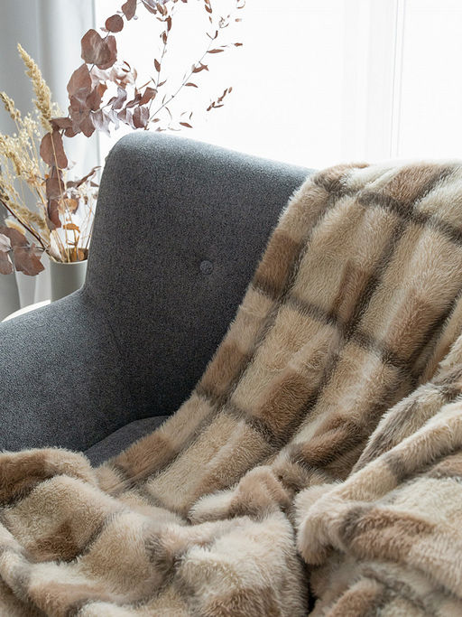 Плед меховой 150x200 бежевый - Denastia фото 3