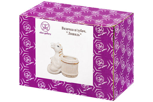 Вазочка для зубочисток 7,5*4,5*7 см Лошадь белая с золотом, фарфор - Elan gallery фото 6