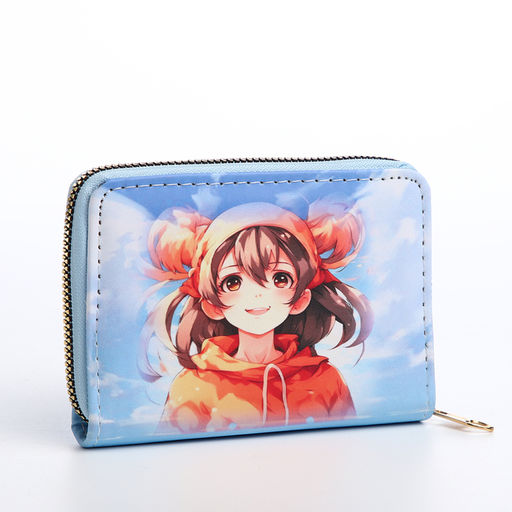 Кошелёк детский Выбражулька «Аниме», на молнии, с принтом, голубой