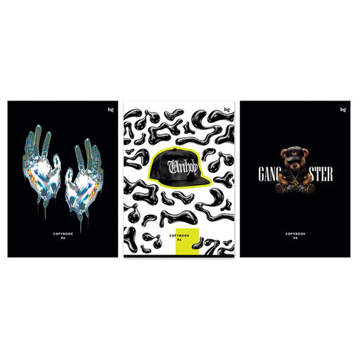 Тетрадь 96л. А4 "Black drip" клетка (Т4ск96_лм_вл 12050, "BG") матовая ламинация, выб. лак