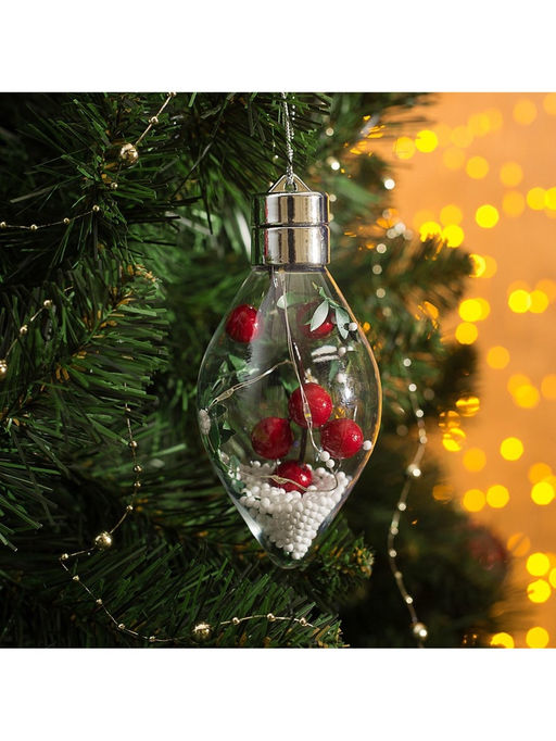 Ёлочный шар «Ягоды», 5 LED, от батареек, свечение тёплое белое