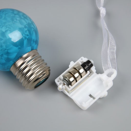 Ёлочный шар Синий, d=5 см, 1 LED, от батареек AG13x3, свечение тёплое белое - Luazon lighting фото 3