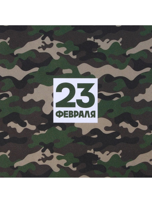 Цена за 10 шт. Бумага упаковочная крафтовая белая «23 февраля хаки», 50×70 см