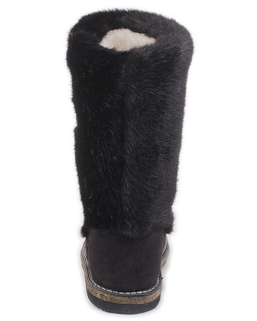 Унты женские на войлочной подошве., Черные. Мех "норка" черная.