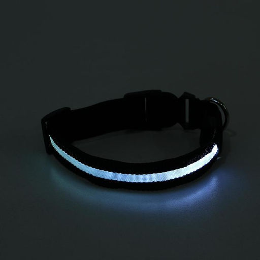 Ошейник с подсветкой размер S, ОШ 35-43 х 2,5 см, 3 режима свечения чёрный - Пижон фото 6