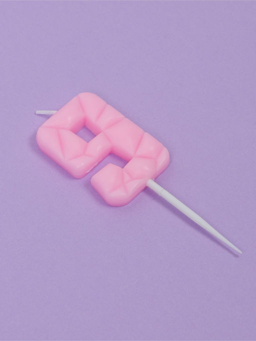 Цена за 3 шт. Свеча для торта «Цифра 9», светло-розовая