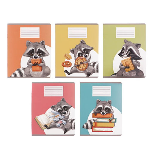 Цена за 20 шт. Тетрадь 18 листов в клетку Calligrata «Еноты», обложка мелованный картон, блок офсет, белизна 95%, МИКС