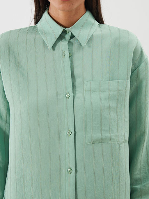 Dokulu Oversize Kad?n G?mlek Tunik