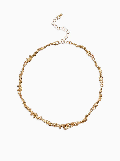 Колье Мятое тонкое, 35 см, цвет золото