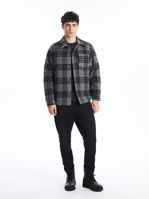 Regular Fit Uzun Kollu Ekose Erkek G?mlek Ceket