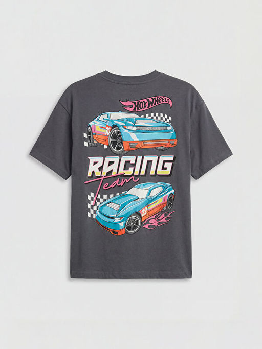 Bisiklet Yaka Hot Wheels Bask?l? Erkek ?ocuk Ti??rt