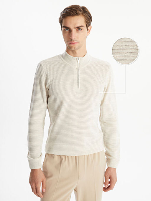 Dik Yaka Uzun Kollu Erkek Triko Kazak