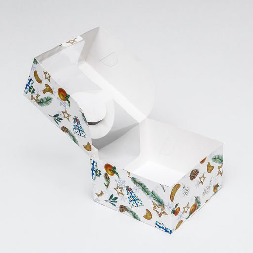 Коробка под бенто-торт с окном Мандарины и звезды, 14 х 14 х 8 см - UPAK LAND фото 13