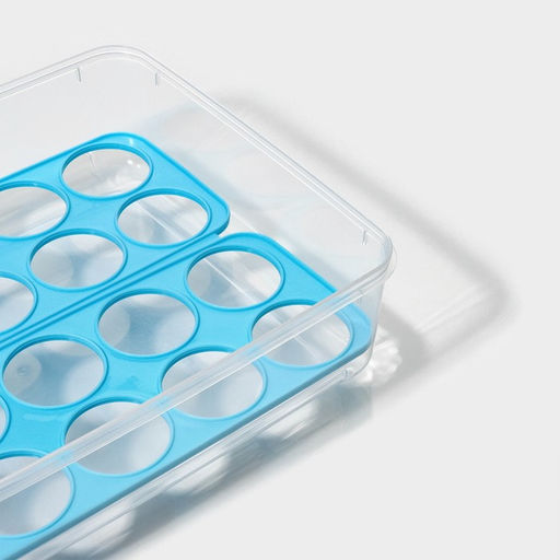 Контейнер для хранения яиц Доляна, 20 ячеек, 27.5×22×7 см, пластик, МИКС