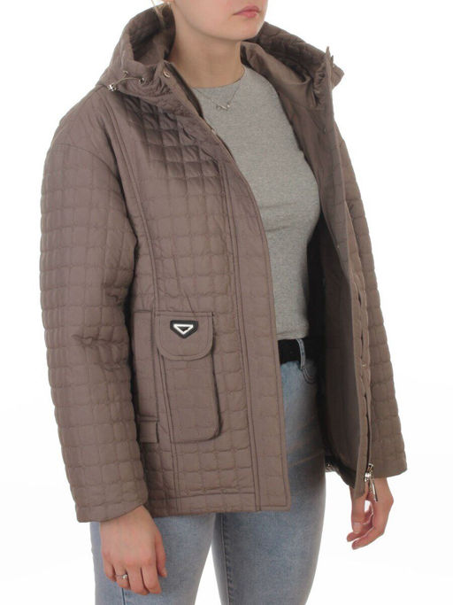 9617 DK. BEIGE Куртка стеганная демисезонная женская (100 гр. холлофайбер)
