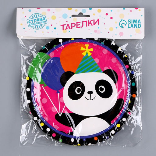 Тарелка бумажная Панда с шариками, в наборе 6 шт. - Страна карнавалия фото 5