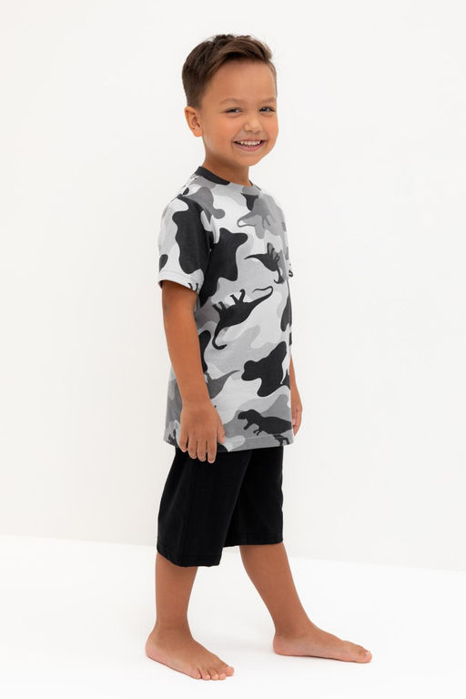 К 1614/камуфляж с динозаврами,черный пижама для мал