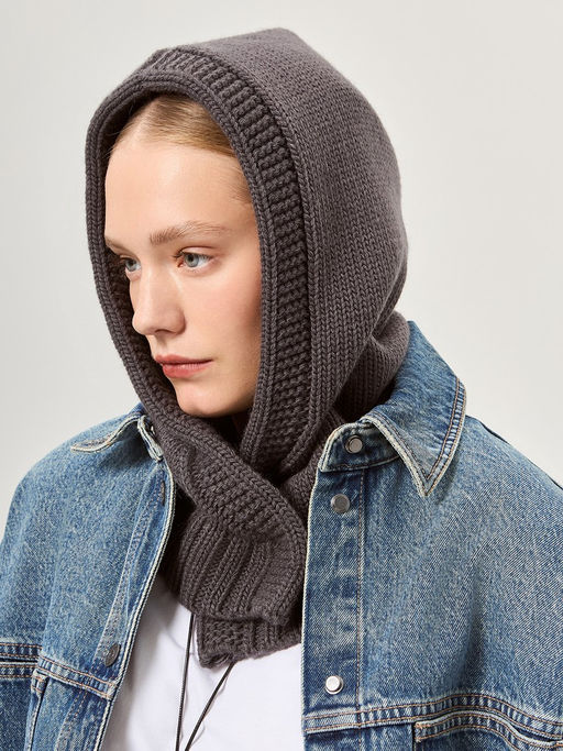 Капор жен. шерсть+акр LB-A53074 graphite