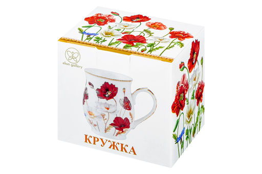 Кружка 350 мл 11,5*8,2*10 см Маки бочонок, NEW BONE CHINA - Elan gallery фото 12