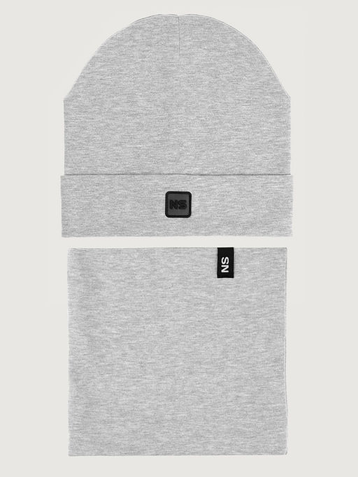 Комплект шапка и снуд 12л22926 серый меланж