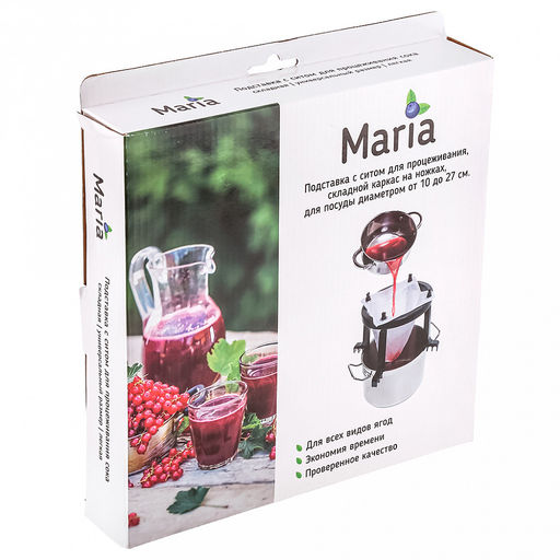 Марья (Maria) Комплект для процеживания: сито-сетка 26х25см, полиэстер; каркас д25х21см разборный, пластик матовый, цвет черный, в цветной коробке (Китай) Подходит для кастрюль и мисок диаметром от 10 до 27см. Подходит для творожного и сырного зерн - Домашняя мода фото 5
