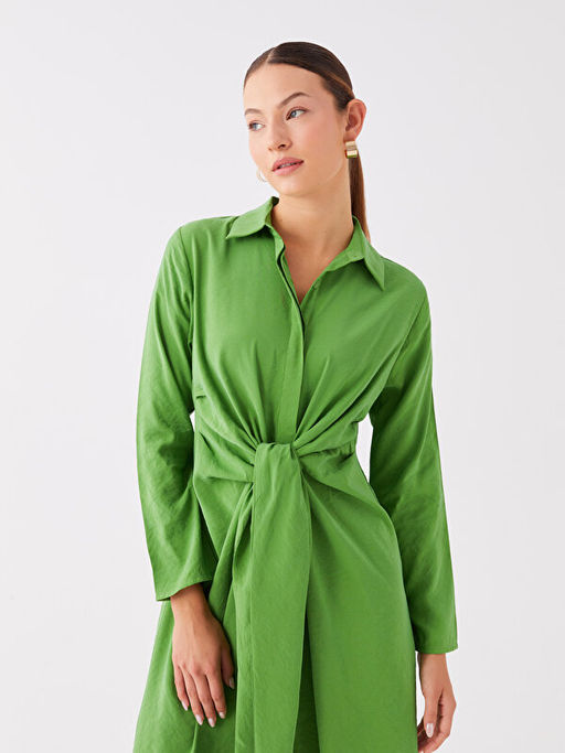 D?z Uzun Kollu Kad?n G?mlek Elbise