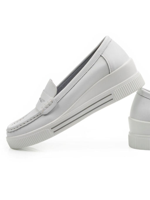 03-YD122-3 WHITE Лоферы женские (натуральная кожа)