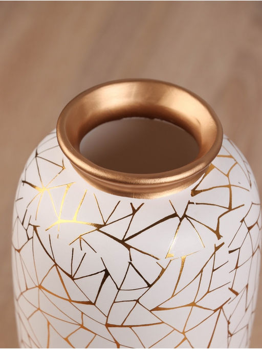 Ваза «Метте», d=7 см, 23×9 см, керамика, золотисто-белая