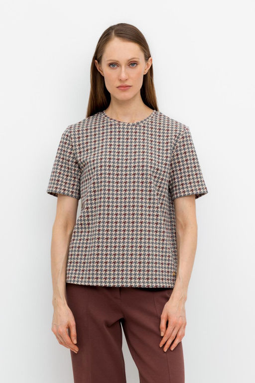 ЕВТ 3231/тем.бежевый,гусиная лапка фуфайка жен