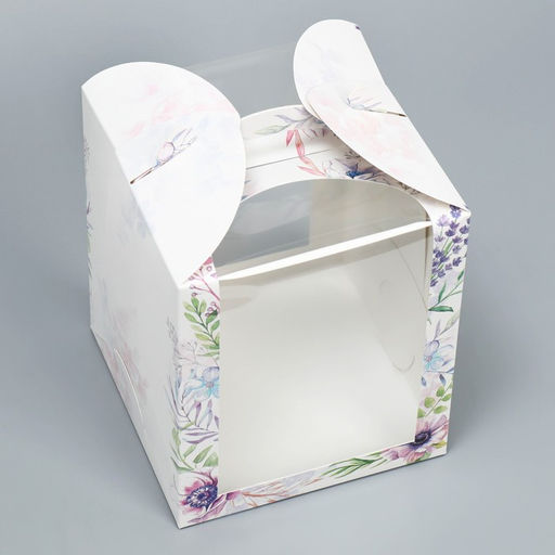 Цена за 5 шт. Коробка под маленький торт, кондитерская упаковка, Венок, 15?15?18 см