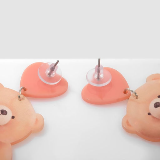 Серьги пластик Сердца мишки, цвет розово-бежевый в золоте - Qf фото 2