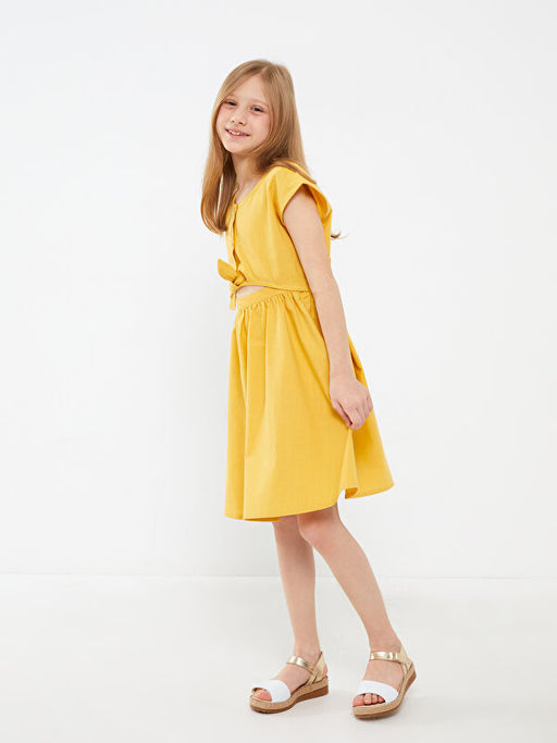 Bisiklet Yaka K?sa Kollu K?z ?ocuk Elbise