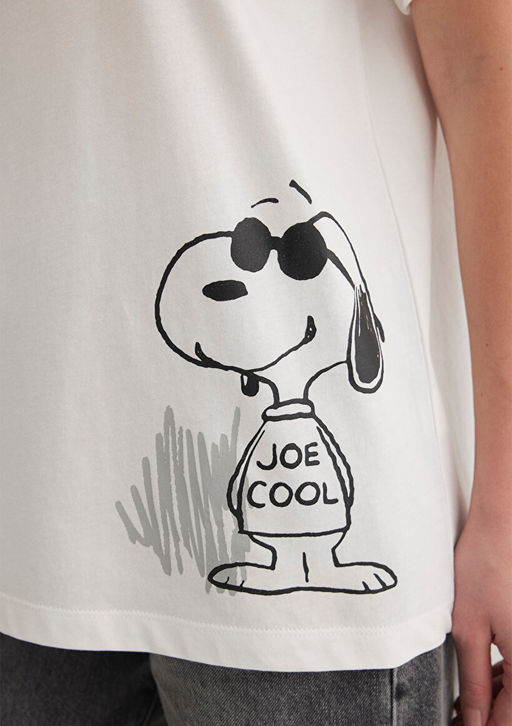 Snoopy Bask?l? Ekru Tisort - Mavi фото 10