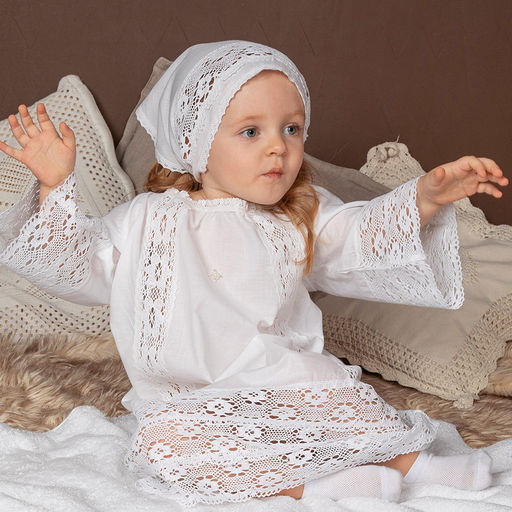 Крестильный набор с пеленкой и косынкой "Екатерина"