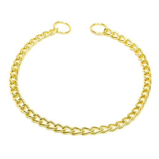 Ошейник - удавка металлический однорядный, 55 см, толщина проволоки 2,5 мм, золотистый - Пижон фото 2