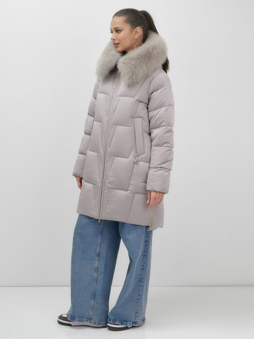 Пальто зимнее утепленное с мехом и капюшоном тренд светло-коричневого цвета 7630SK - Visdeer фото 3