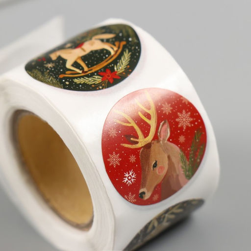 Цена за 2 шт. Наклейка бумага Новогодние игрушки, d=2.5 см, 252 шт. в рулоне - Арт узор фото 4
