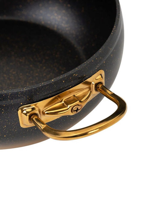 Кастрюля с крышкой стеклянной 20х9 см (2 л) с АПП, цв. черный/золотой, арт. 3000-BK/GD-20