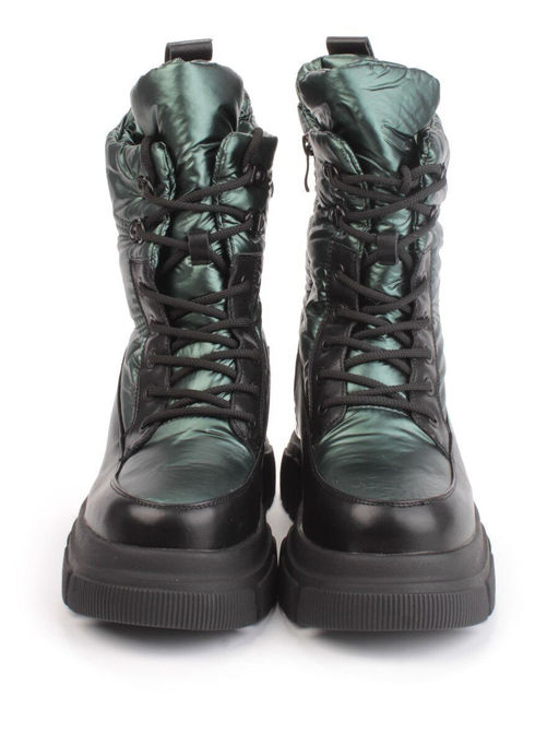 02-FAR137-3Z GREEN/BLACK Дутики женские (искусственная кожа, плащевая ткань, шерсть) - Фабричный китай фото 10