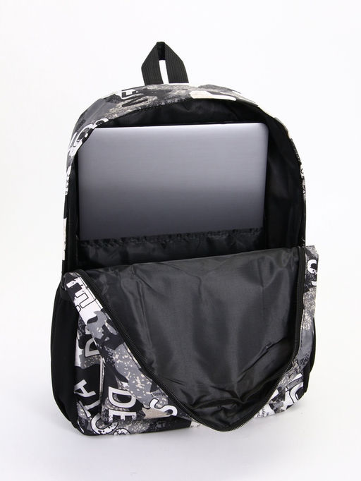 Рюкзак школьный на молнии, с карманами, с принтом, размер 30?13?42 см, голубой/серый