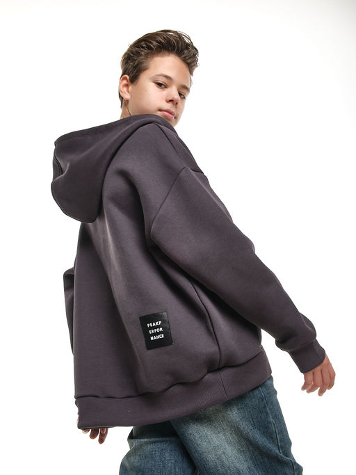 Зипка толстовка для мальчика с шевроном 22-0430 темный графит