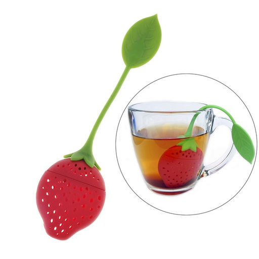 Цена за 2 шт. Ситечко для чая Доляна «Клубника», 5×19 см, красное