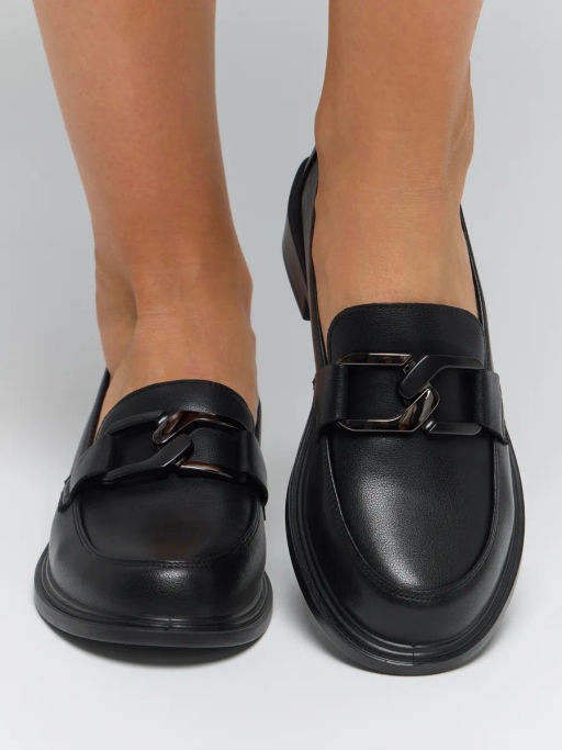 Лоферы женские черные, н/к